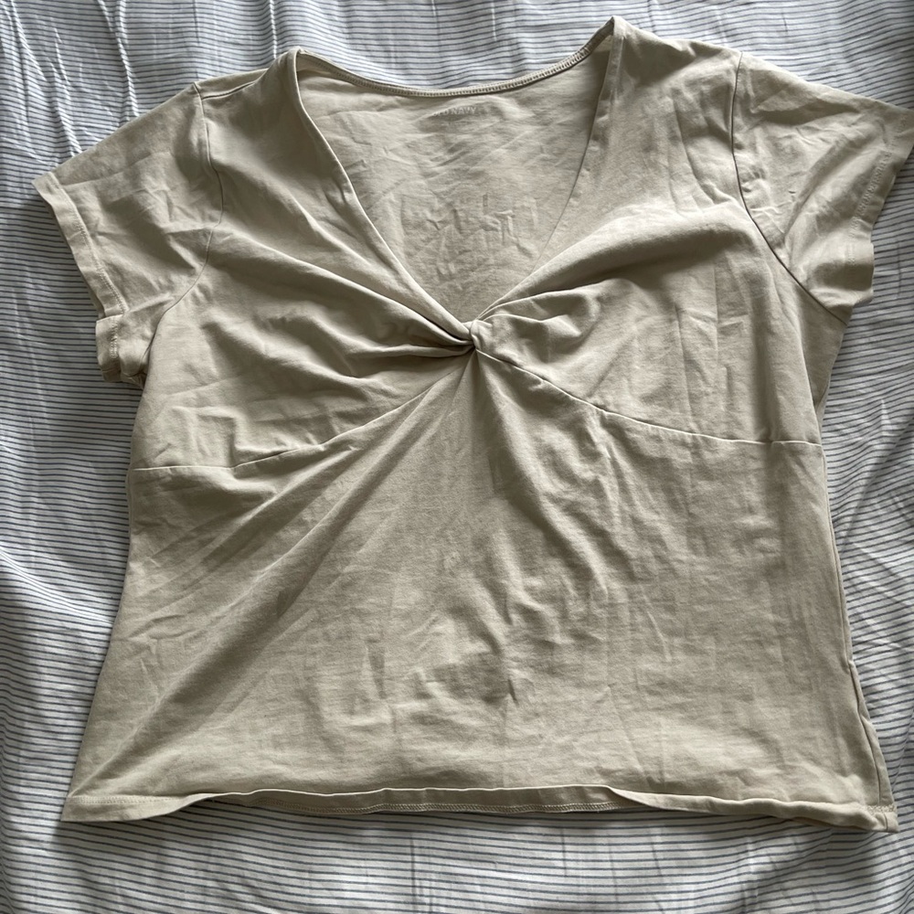 Women's Beige V-Neck Top